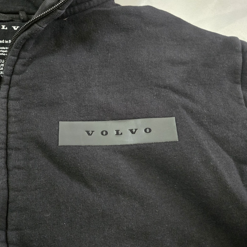 Volvo Logo Graphic Full Zip Hooded Sweatshirt Mens 3XL Black Heavyweight Sweden - Picture 3 of 7